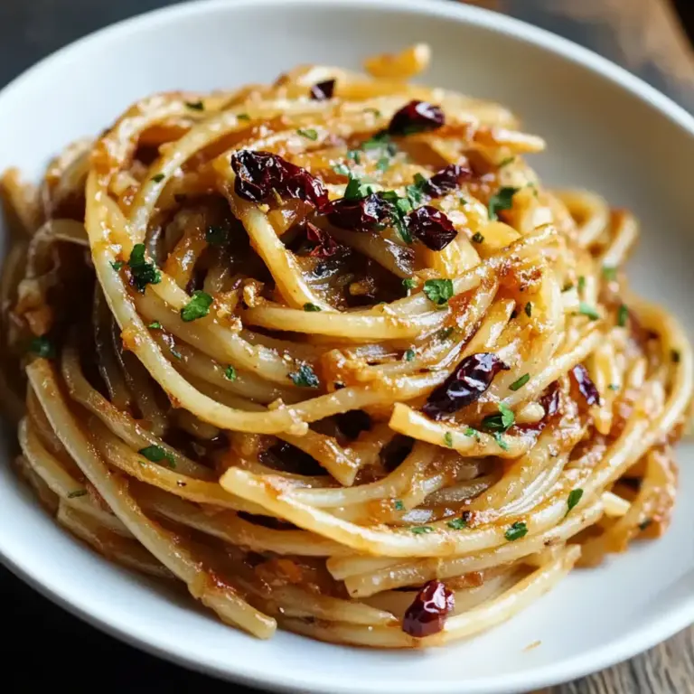 Caramelized Onion Pasta with Chilli Oil