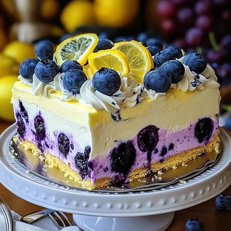 No-Bake Lemon dazzling Blueberry cream Cake