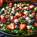 Strawberry & Blueberry Spinach Salad with Pecans and Feta