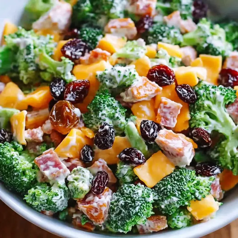 Broccoli Turkey Bacon Salad with Raisins and Cheddar Cheese