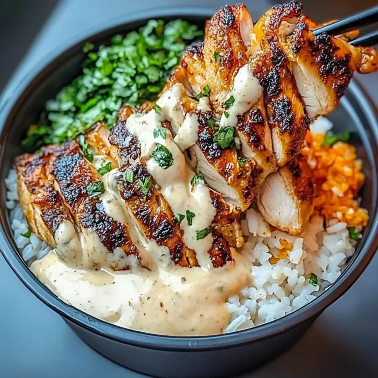 Chicken & Rice Bowls with Creamy Garlic Sauce