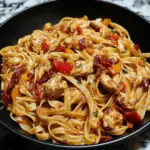 Creamy Cajun Chicken Linguine with Peppers and Sun-Dried Tomatoes