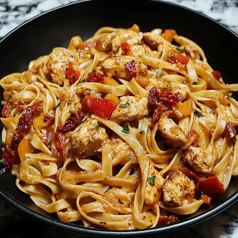 Creamy Cajun Chicken Linguine with Peppers and Sun-Dried Tomatoes
