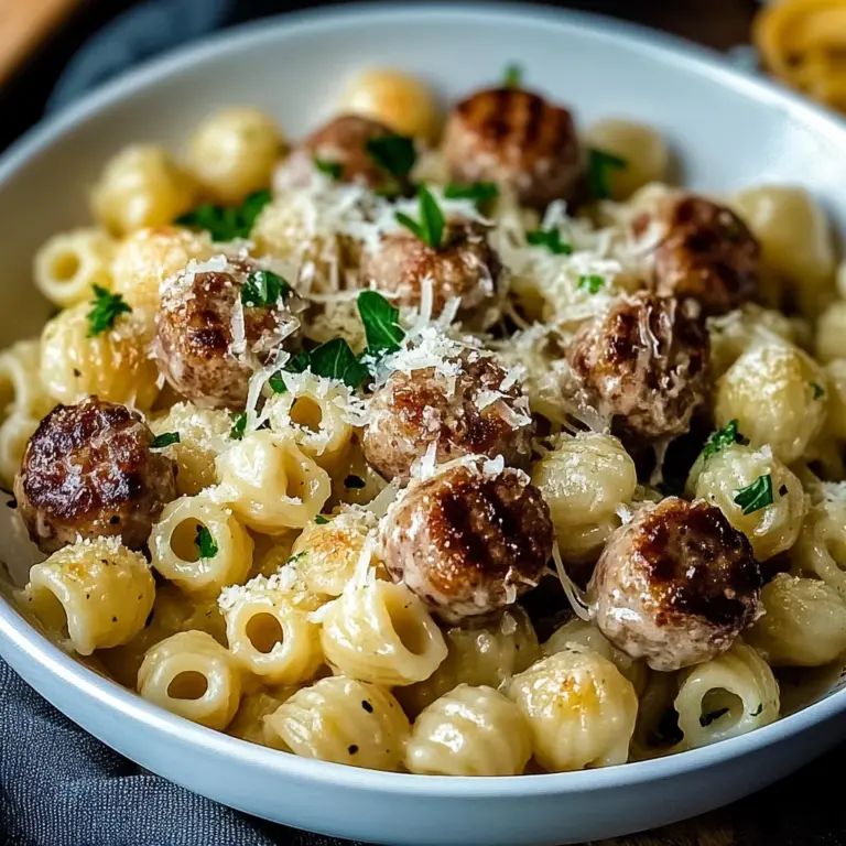 Garlic Butter Sausage Bites with Creamy Parmesan Pasta