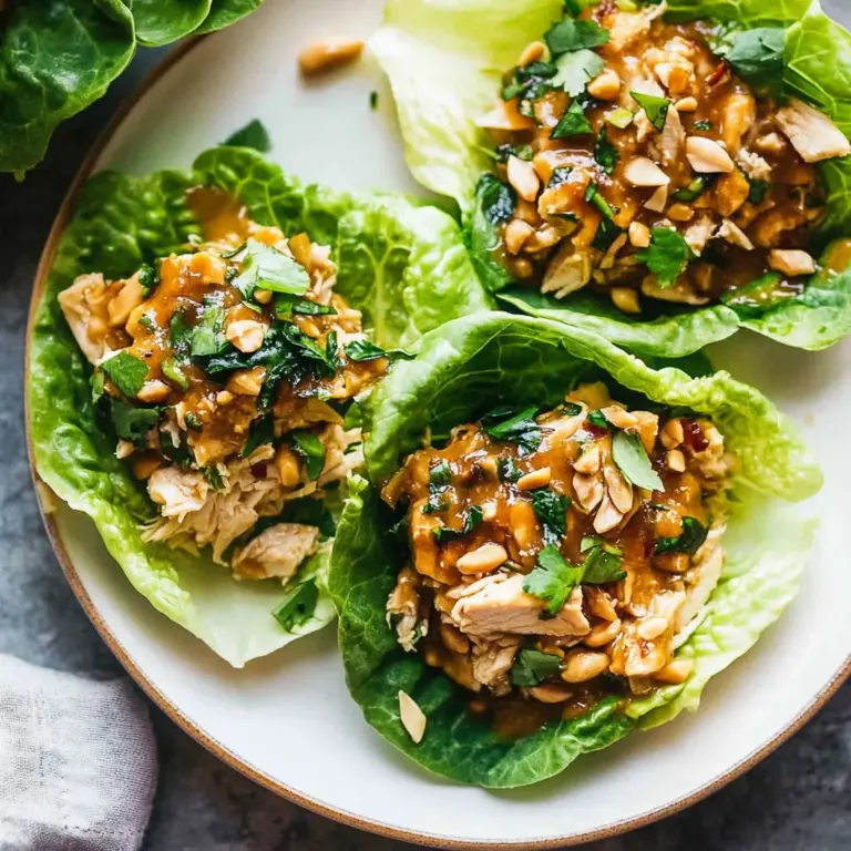 Peanut Chicken Lettuce Wraps with Ginger Garlic Sauce