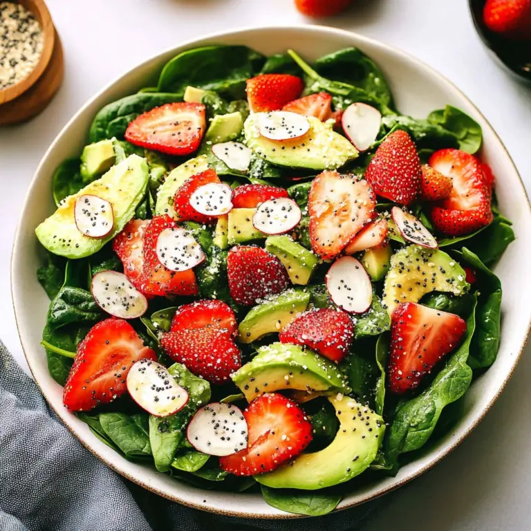 Strawberry Avocado Spinach Salad with Poppyseed Dressing