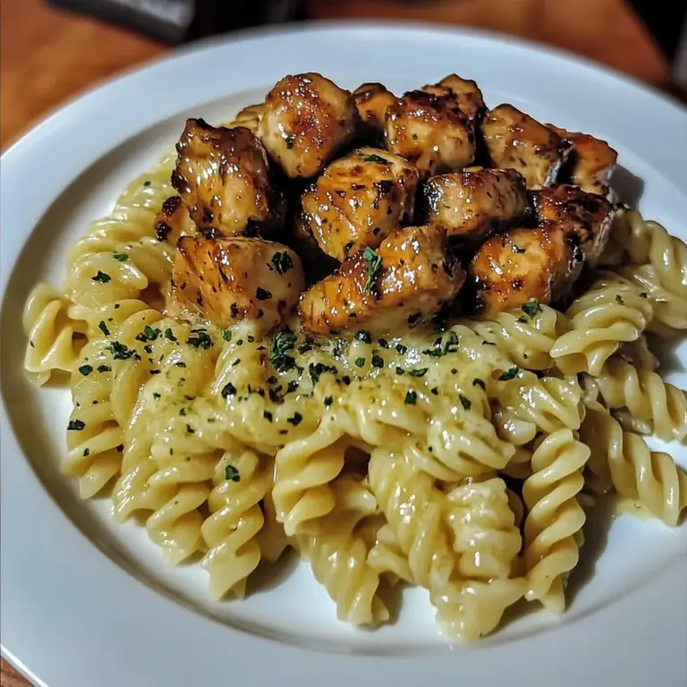 TWISTED PASTA WITH HONEY GARLIC CHICKEN & PARMESAN CREAM