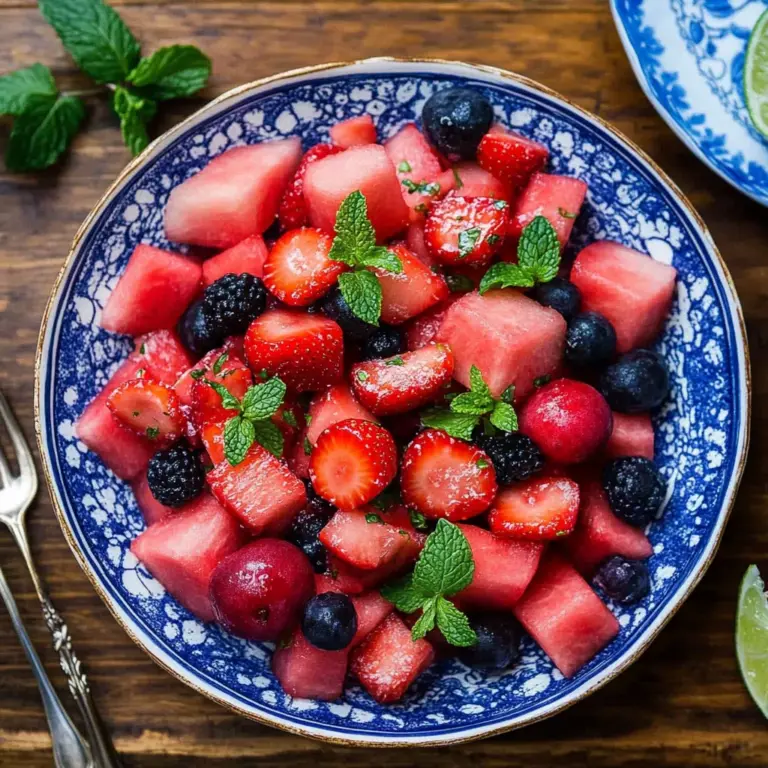Watermelon Fruit Salad with Lime Mint Dressing
