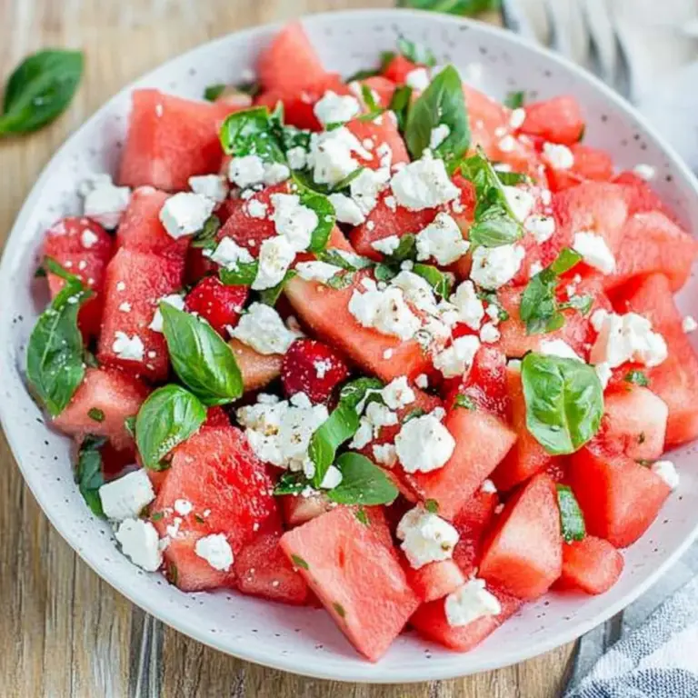 4 Ingredient Watermelon Feta Basil Salad