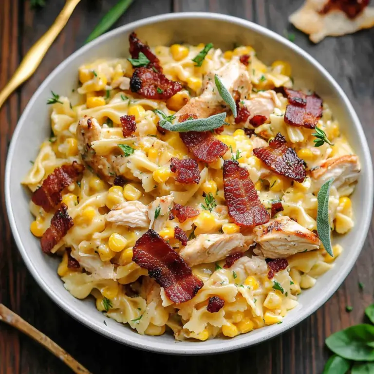 Creamy Chicken and Corn Pasta with Turkey Bacon