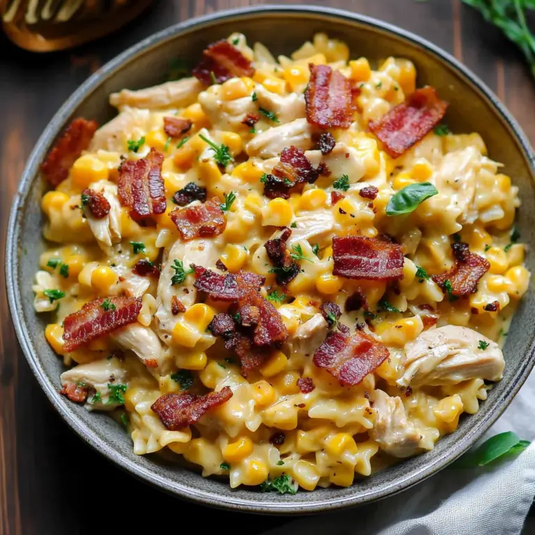 Creamy Chicken and Corn Pasta with Turkey Bacon
