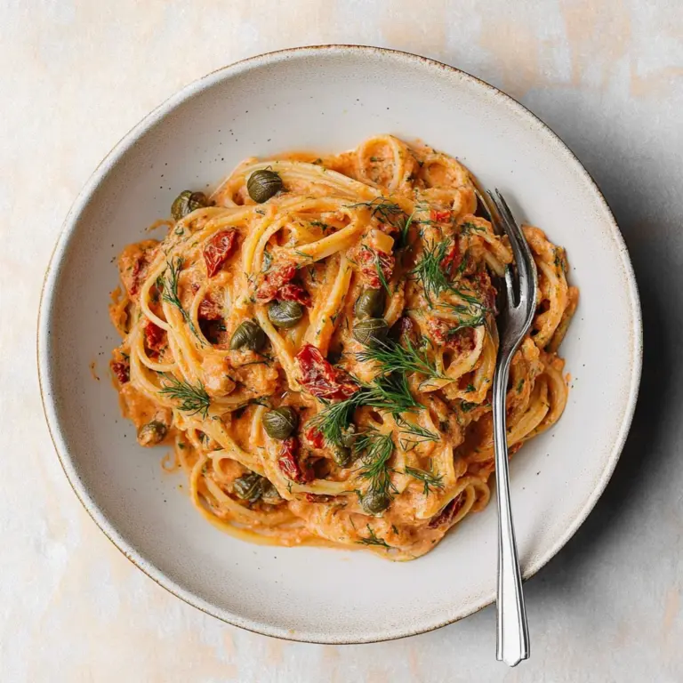 Creamy Sun-Dried Tomato Pasta with Capers and Dill
