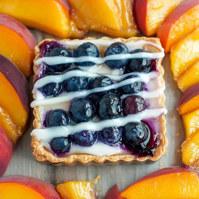 Easy Blueberry Peach Tart with Vanilla Glaze