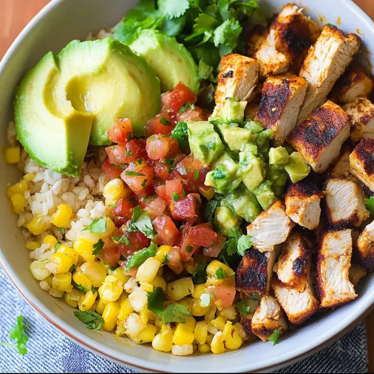 Grilled Chicken Burrito Bowls with Avocado Salsa