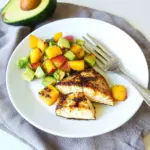 Grilled Mahi Mahi with Grilled Avocado Peach Salsa