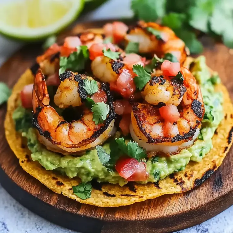 Grilled Shrimp Tostadas with Guacamole & Pico de Gallo