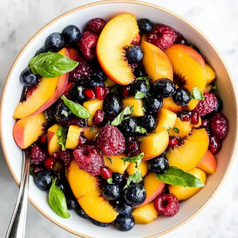 Honey Lime Basil Peach Fruit Salad