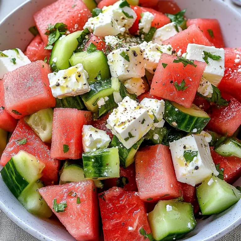 SIMPLE Watermelon + Cucumber + Feta Salad