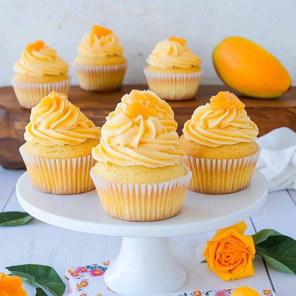 Tropical Mango Vanilla Cupcakes