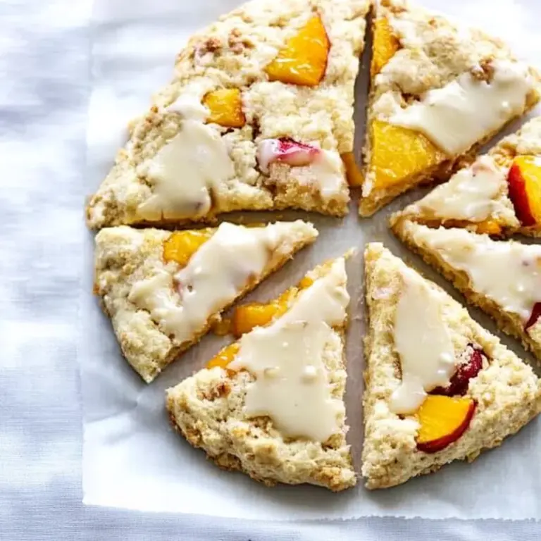Peach Scones with Honey Vanilla Glaze