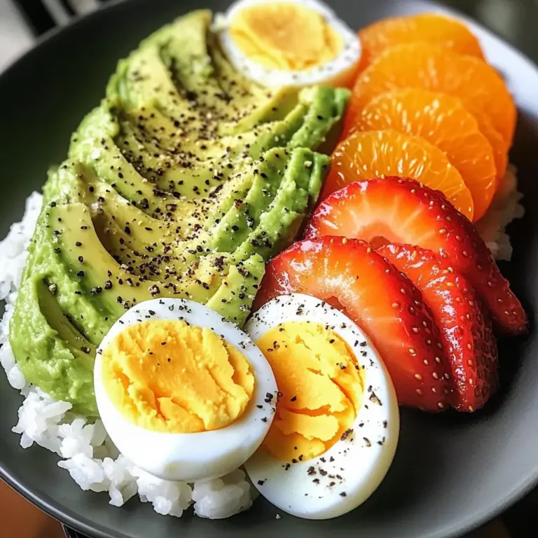 Avocado Rice Cake & Fruit Power Plate