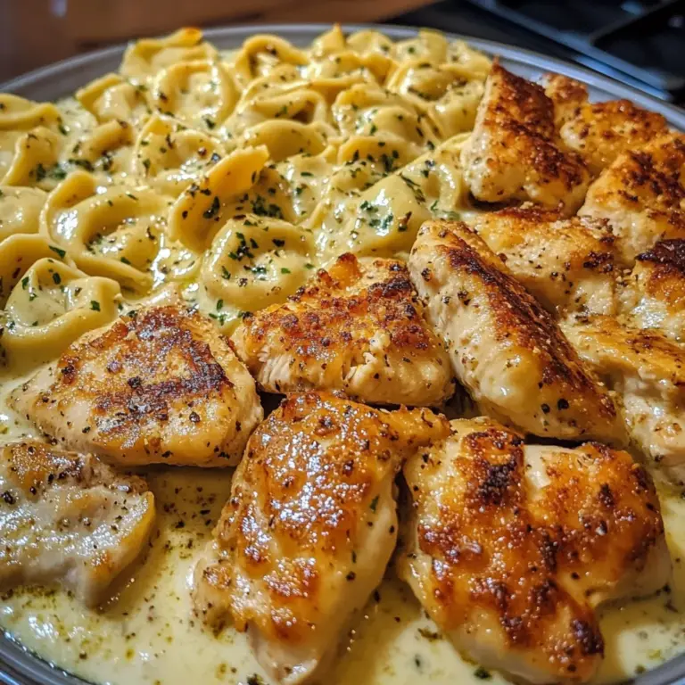 Creamy Chicken Tortellini with Mozzarella Garlic Sauce