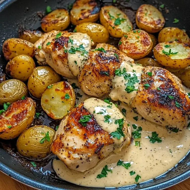 Creamy Garlic Chicken with Golden Baby Potatoes