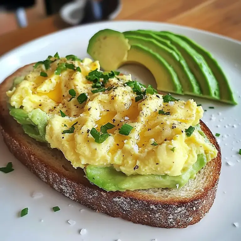 Creamy Scrambled Eggs with Avocado Toast & Iced Matcha Latte