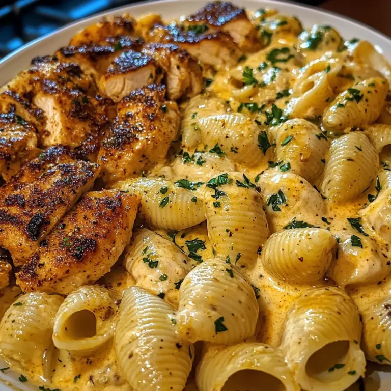 Garlic Cajun Chicken Shells in Velveeta Cream Sauce