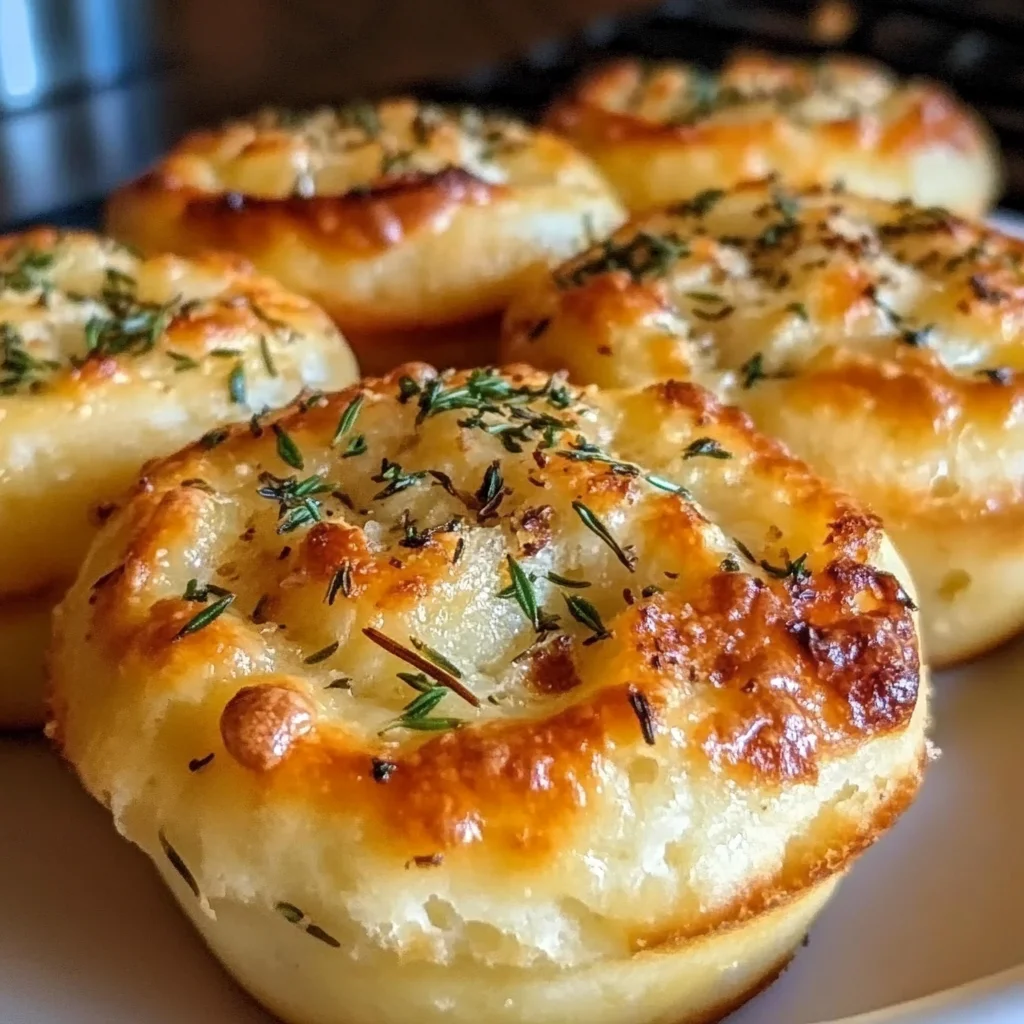 Golden Crust Garlic Rosemary Focaccia Muffins
