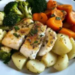 Herb-Crusted Fish with Steamed Veggies & Boiled Potatoes