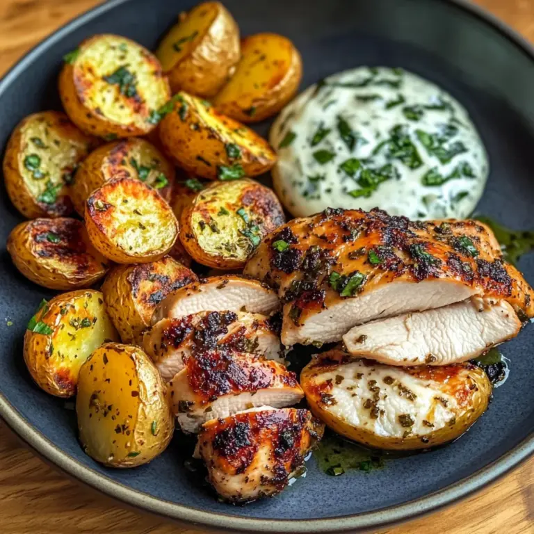 Herb-Marinated Chicken with Roasted Potatoes & Creamy Dip