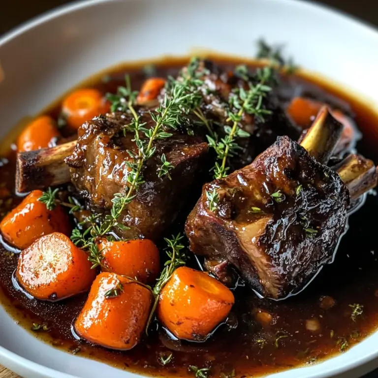 Red Wine Braised Lamb Shank with Carrots & Herbs