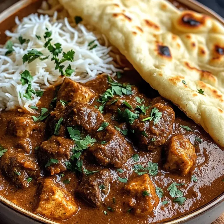 Slow-Cooked Beef Curry with Buttery Garlic Naan