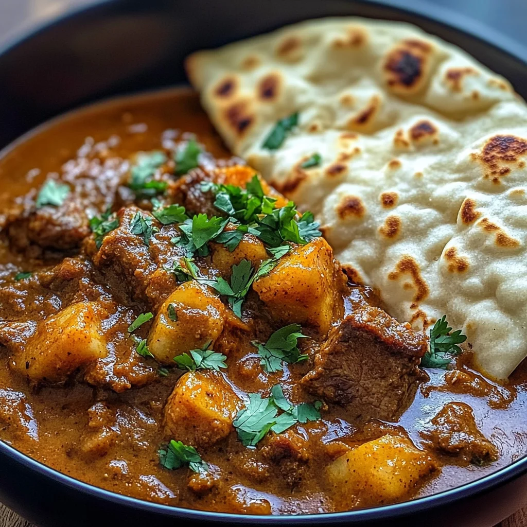 Slow-Cooked Lamb Curry with Garlic Naan