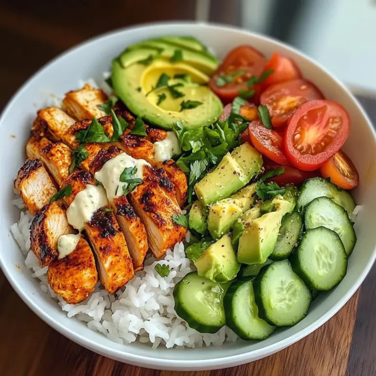Spicy Chicken Rice Bowl with Avocado & Cucumber Salad