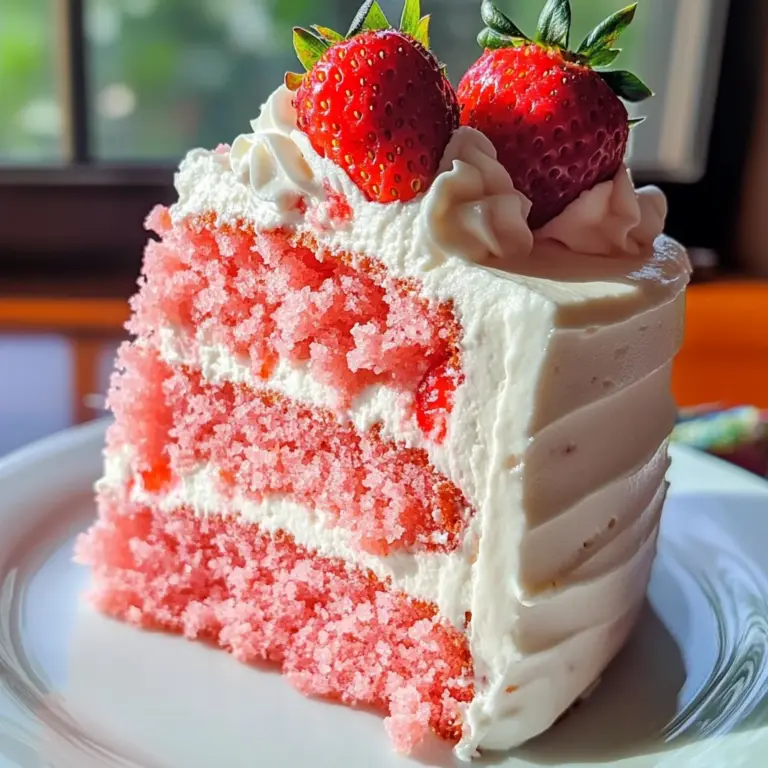 Strawberry Cake with Whipped Cream Cheese Frosting