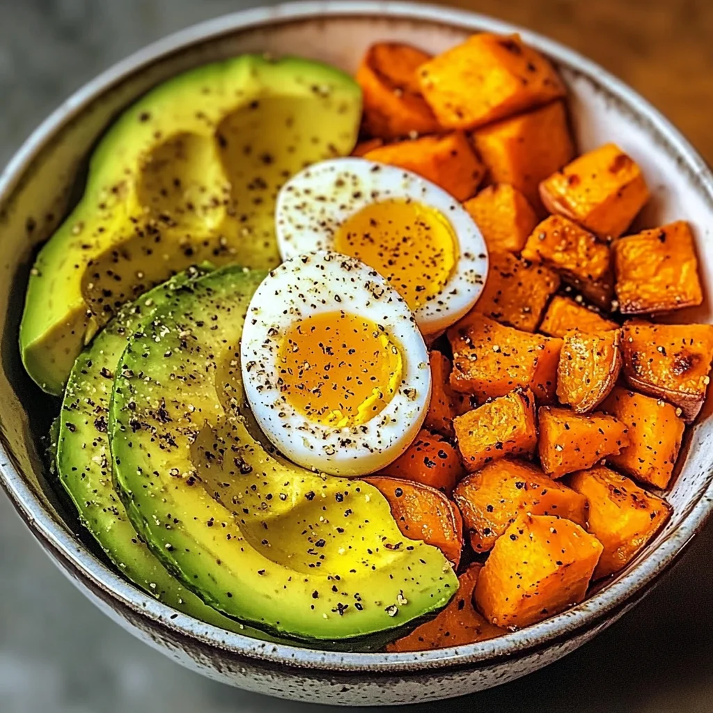 Avocado, Egg & Roasted Sweet Potato Bowl
