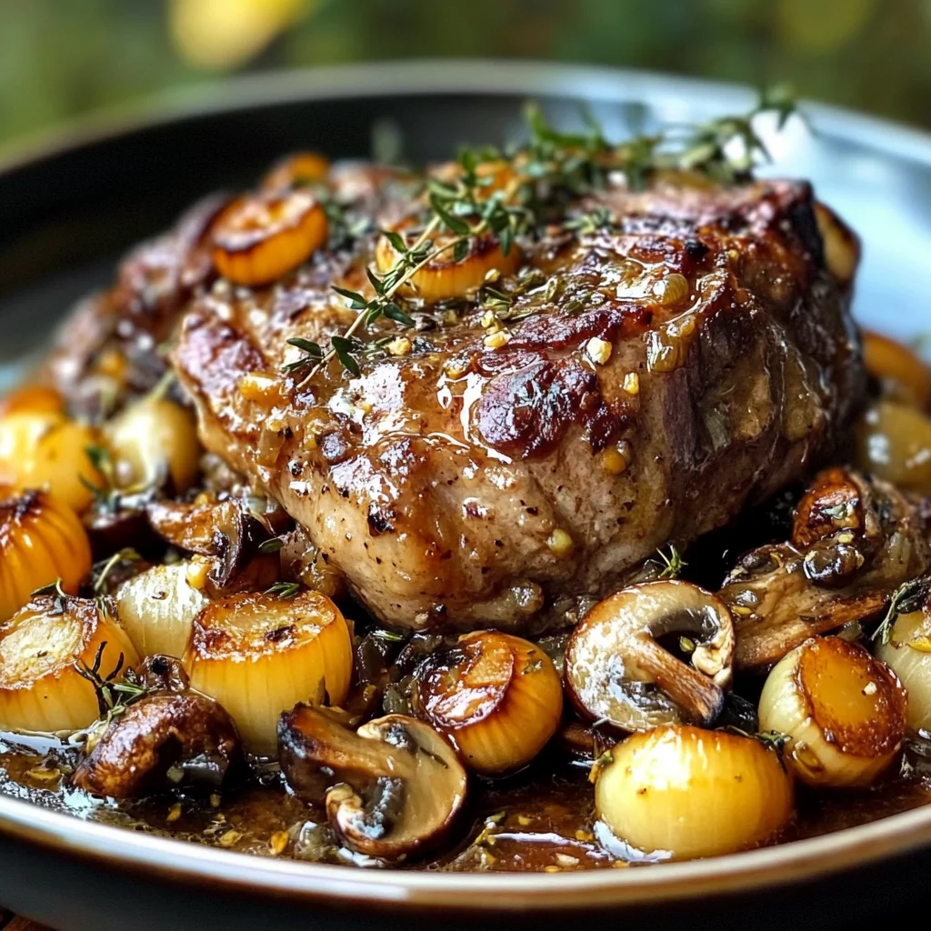 Braised Lamb Shoulder with Lions Mane Mushrooms and Thyme