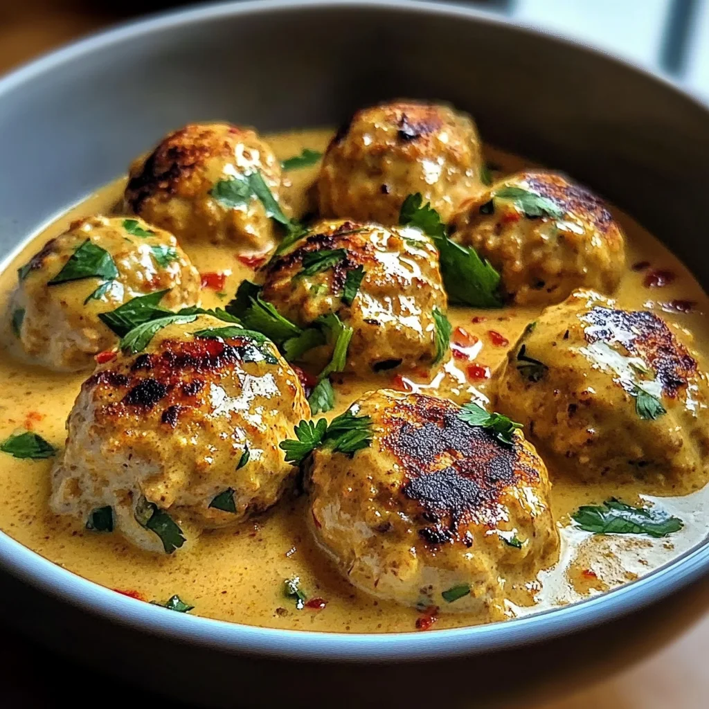 Chicken Meatballs in Coconut Curry Sauce