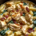 Creamy Chicken Pasta with Spinach and Bacon