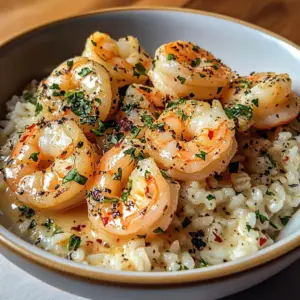 Creamy Garlic Butter Shrimp Bowl with Herb Rice
