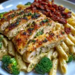 Creamy Tuscan Chicken and Broccoli Alfredo Penne