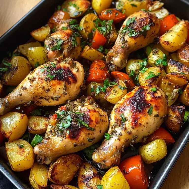 Herb Roasted Chicken Drumsticks with Roasted Potatoes & Veggies