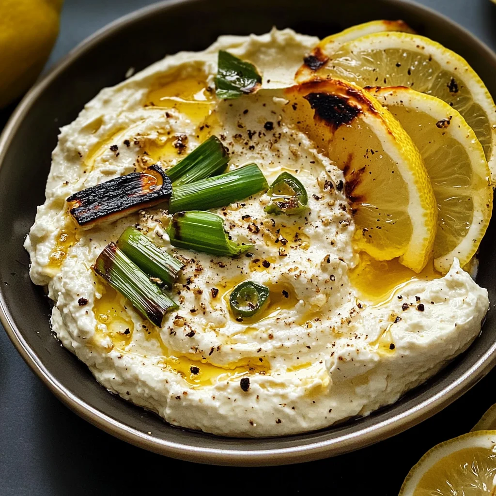 Lemony Whipped Feta With Charred Scallions