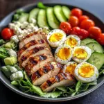 Mediterranean Power Salad with Grilled Chicken & Jammy Eggs