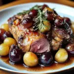 Slow-Roasted Lamb Shoulder with Rosemary, Garlic Cream & Caramelized Grapes