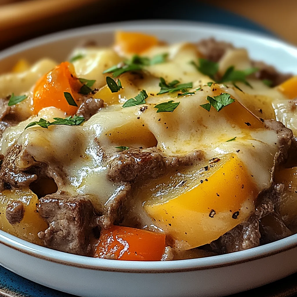 Crockpot Cheesesteak Potato Casserole Recipe