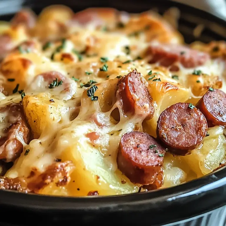 Crockpot Cheesy Potatoes and Kielbasa