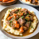 Fall Apple Cider Stew over Mashed Potatoes